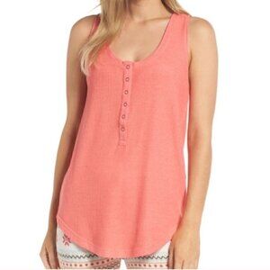 Make + Model Tank Top S Flannel Sleep Coral Ribbed Racerback
